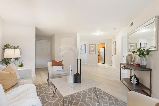 living room featuring light hardwood / wood-style floors