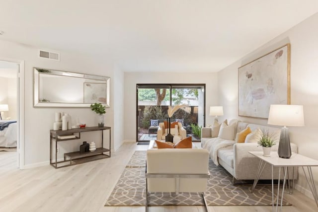 living room featuring light hardwood / wood-style flooring