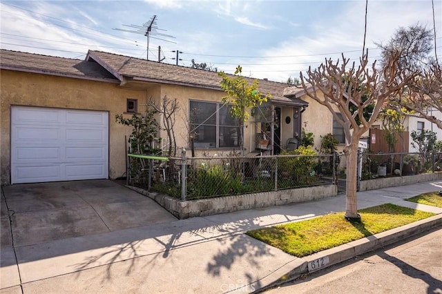 single story home with a garage