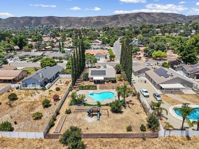 bird's eye view with a mountain view and a residential view