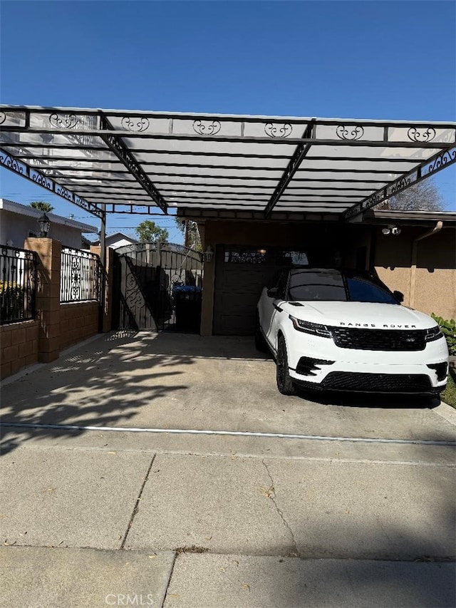 view of parking featuring a carport