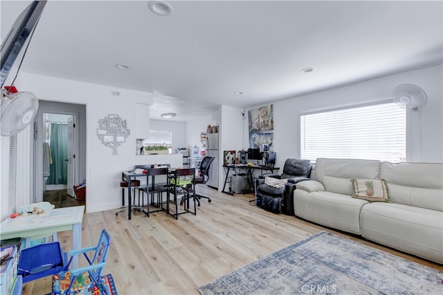 1720 Cerritos Ave Unit 1, Long Beach, CA 90813 - living area with plenty of natural light, light wood-style flooring, and recessed lighting