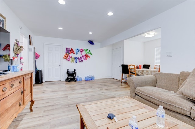 living room with light wood-type flooring