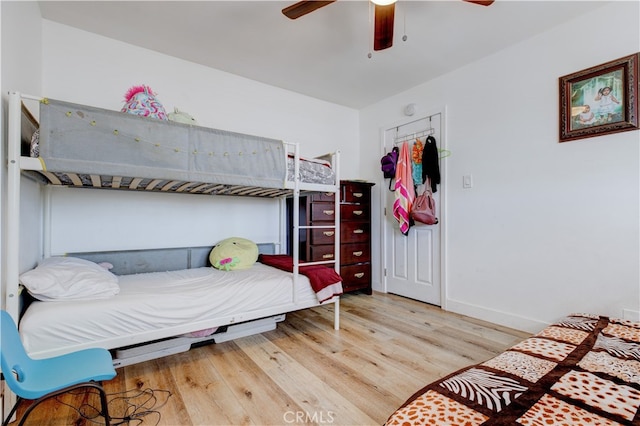1720 Cerritos Ave Unit 1, Long Beach, CA 90813 - bedroom with wood finished floors, baseboards, and ceiling fan