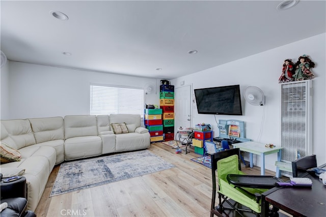 living room with light wood-type flooring