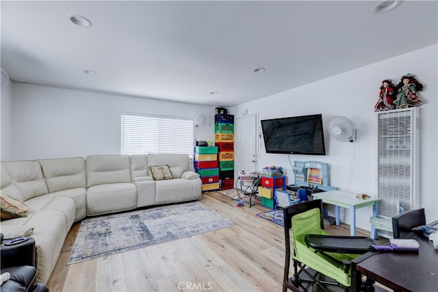1720 Cerritos Ave Unit 1, Long Beach, CA 90813 - living area with a heating unit, light wood finished floors, and recessed lighting