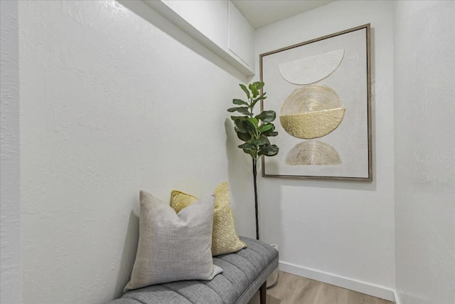 sitting room with hardwood / wood-style floors