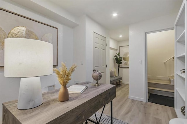 office featuring light hardwood / wood-style flooring