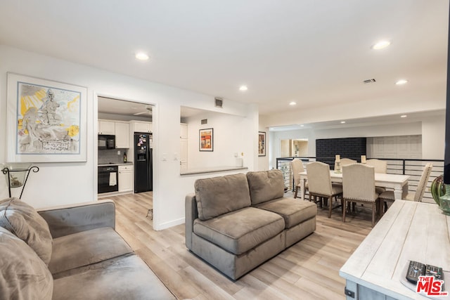 living room featuring light hardwood / wood-style floors