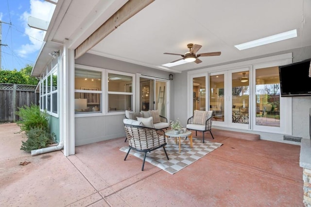 view of patio / terrace with an outdoor hangout area and ceiling fan