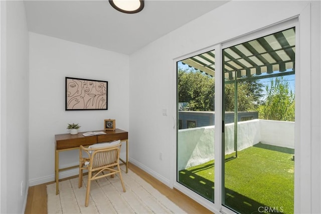 interior space with light hardwood / wood-style floors