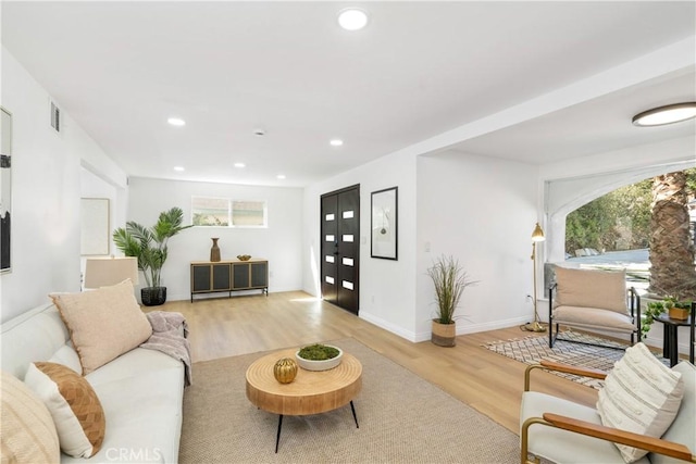 living room featuring light hardwood / wood-style floors