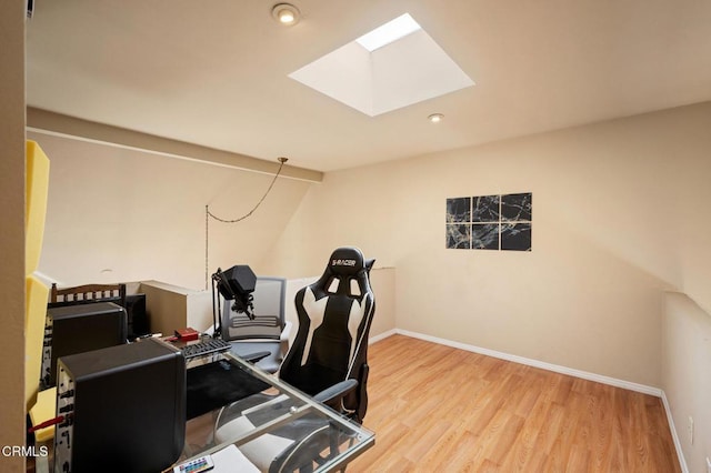 1121 E Wilson Ave Unit 12, Glendale, CA 91206 - office featuring a skylight, wood finished floors, recessed lighting, and vaulted ceiling