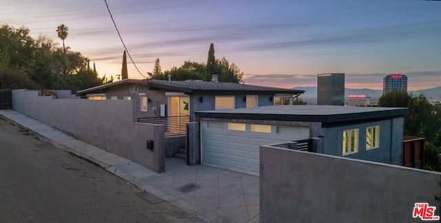 contemporary home featuring a garage