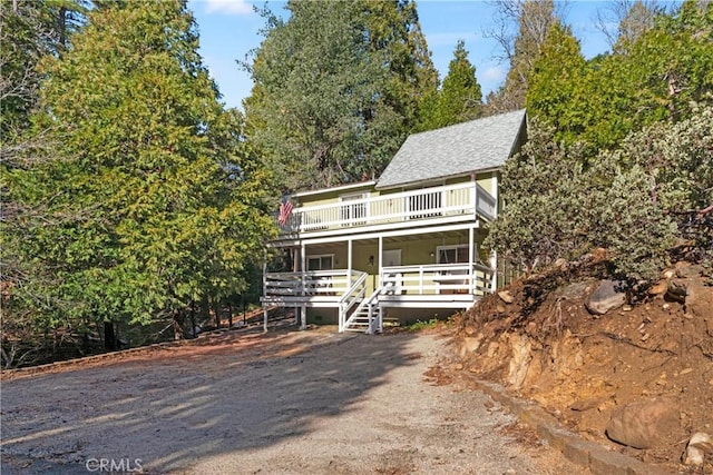 view of front facade with a deck