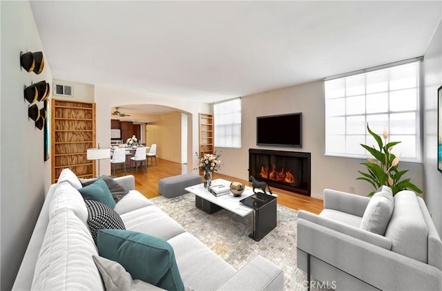 living room featuring light hardwood / wood-style floors