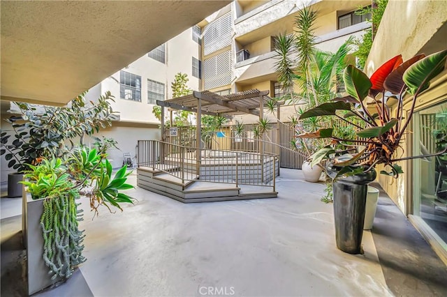 view of patio featuring a pergola