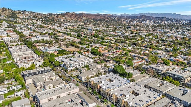 bird's eye view with a mountain view