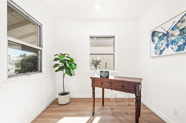 office area featuring hardwood / wood-style floors