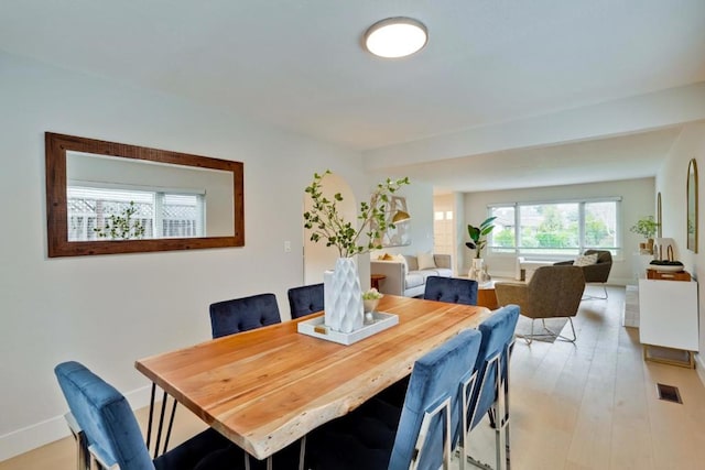 dining room featuring light wood-type flooring