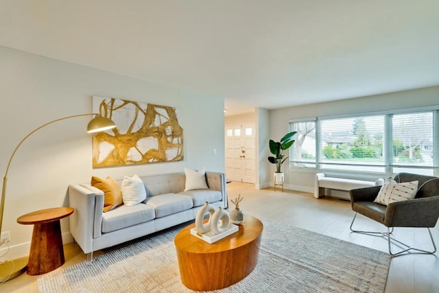 living room with hardwood / wood-style flooring