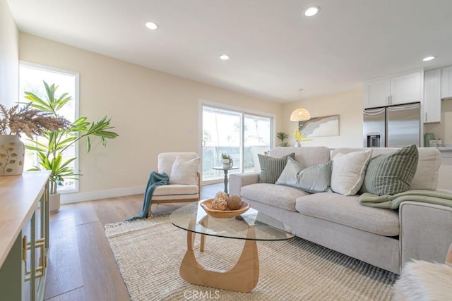 living room featuring light hardwood / wood-style floors