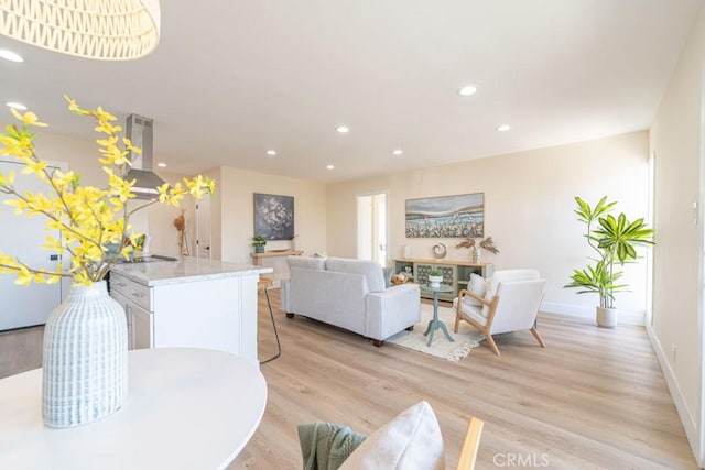 living room featuring light hardwood / wood-style flooring