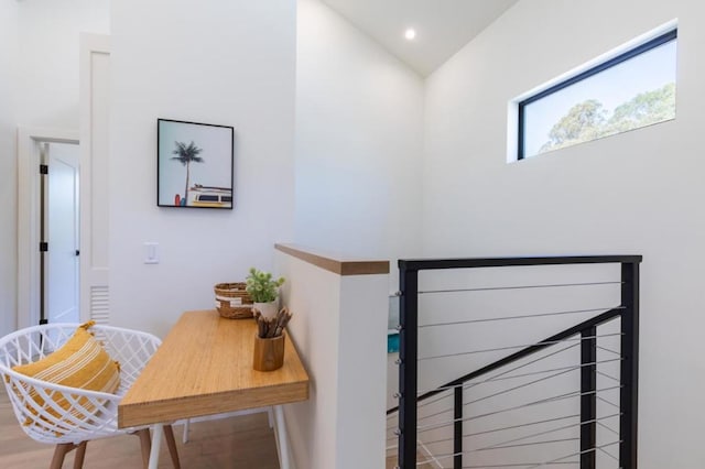 interior space featuring vaulted ceiling