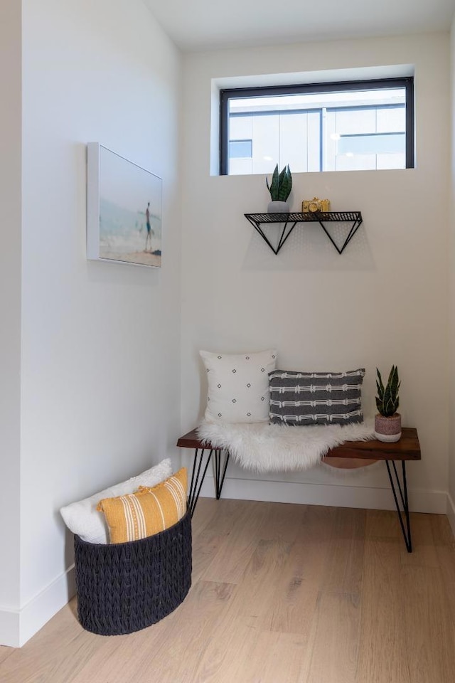 sitting room featuring light hardwood / wood-style flooring