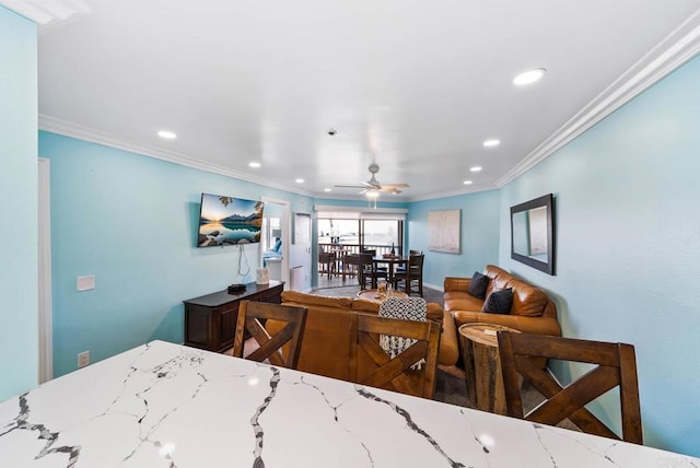 interior space with ornamental molding