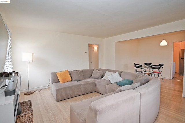 living room with light hardwood / wood-style flooring