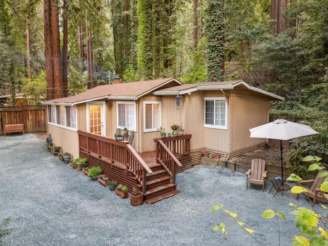 view of front of house featuring a deck