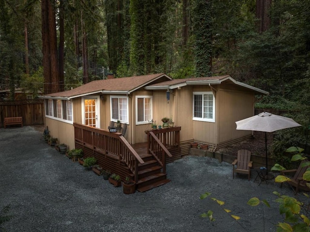 view of front of house featuring a deck