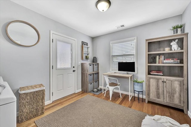 office area featuring hardwood / wood-style flooring