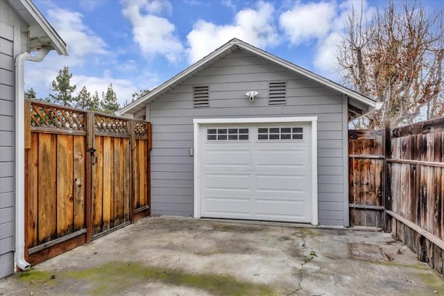 view of garage