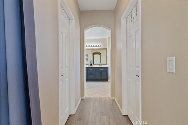 hall featuring light hardwood / wood-style floors