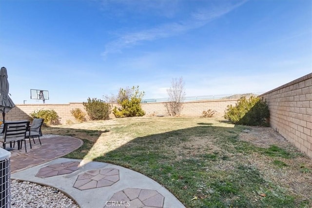 view of yard with a patio area