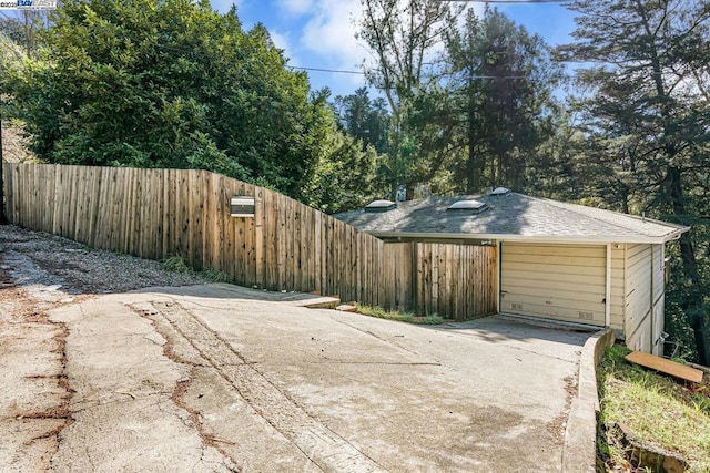 view of garage