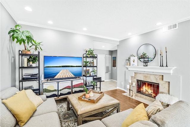 24982 La Pantera, Laguna Niguel, CA 92677 - living room featuring recessed lighting, a tiled fireplace, and wood finished floors