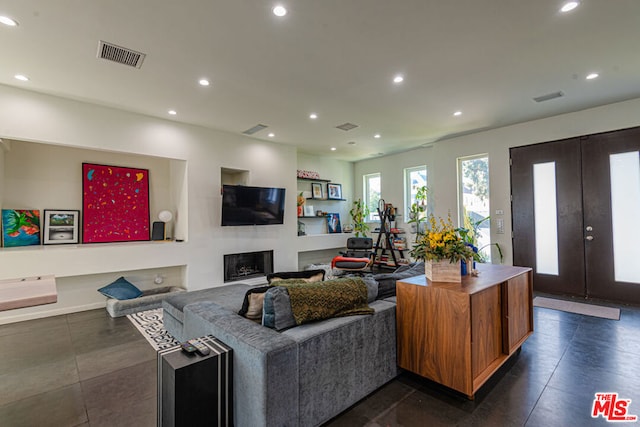 living room with french doors