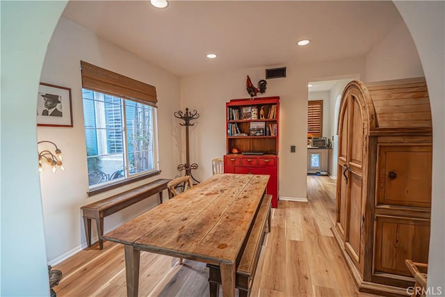 dining area featuring light hardwood / wood-style floors