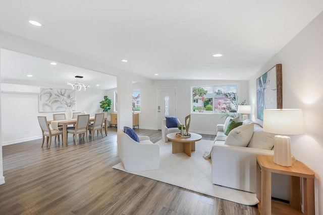 living room featuring wood-type flooring