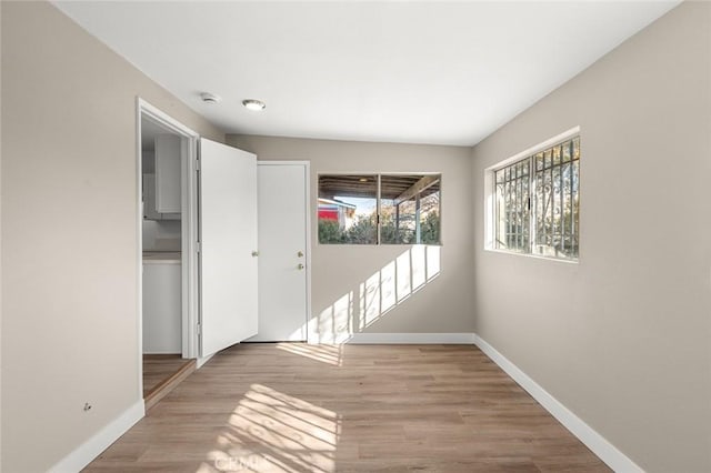 interior space with light hardwood / wood-style floors