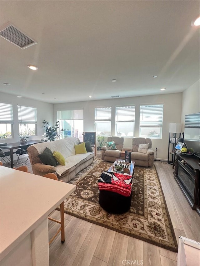 living room featuring light hardwood / wood-style floors