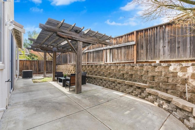 view of patio with central AC unit and a pergola