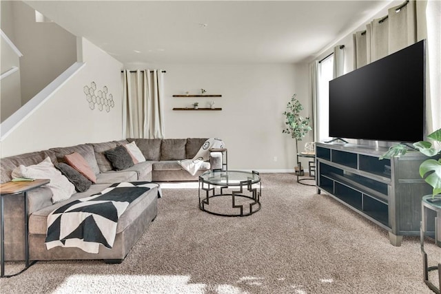 living room with carpet floors