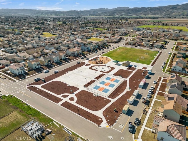 aerial view with a mountain view