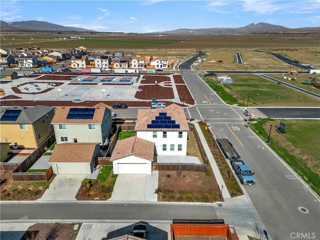 aerial view with a mountain view