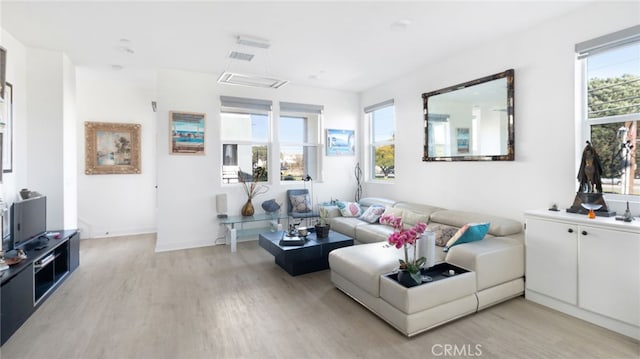 living room featuring light hardwood / wood-style floors