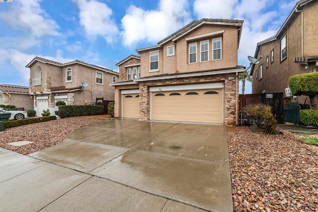 view of front of property with a garage